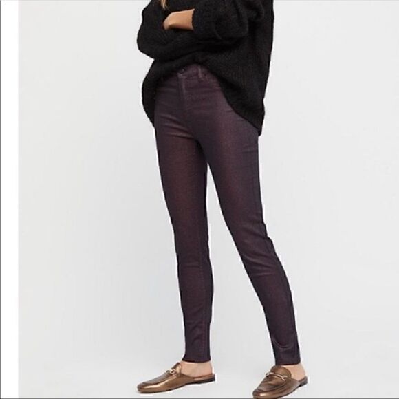 Free People Purple Glitter Skinny Jeans-Size 25 - Picture 1 of 10